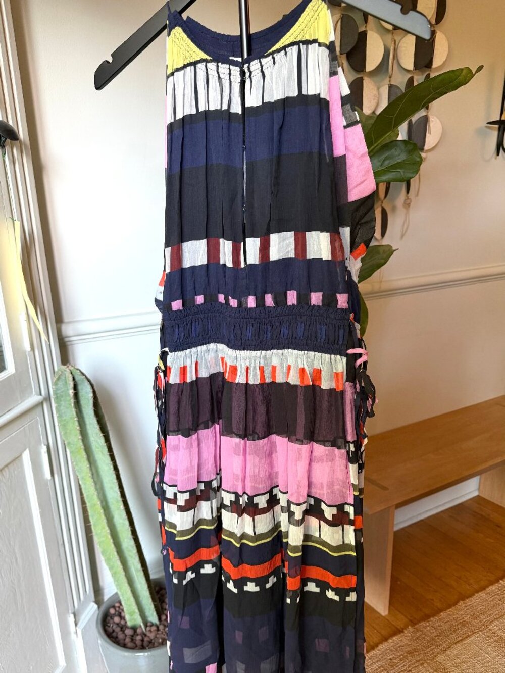 NWT Apiece Apart Silk Tank layered graphic colorful dress, sz 8